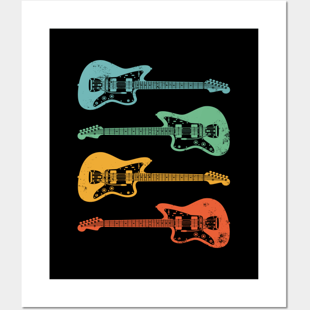 Offset Style Electric Guitar Cool Retro Colors Wall Art by nightsworthy